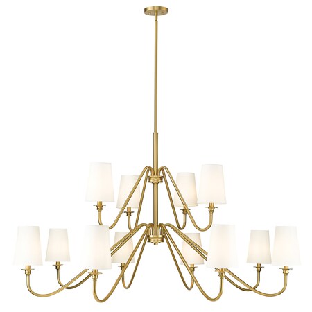 Z-Lite Gianna Chandelier, 12-Light, 60.25 In.W x 33.75 In.H, Modern Gold/White 7509-12-60MGLD